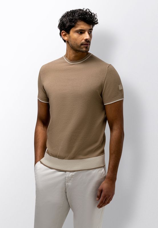 State of Art Knitted T-shirt Beige Uni gebreid organisch katoen 35116100-1600 Lente/Zomer