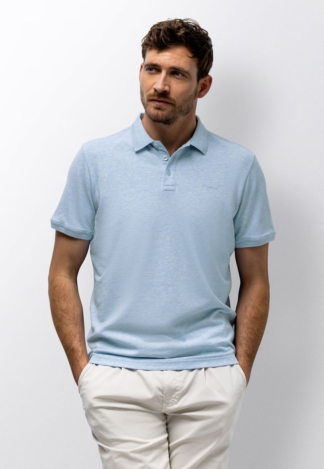 State of Art Poloshirt Piqué lichtblauw uni katoen-stretch 46116401-5100 Lente/Zomer