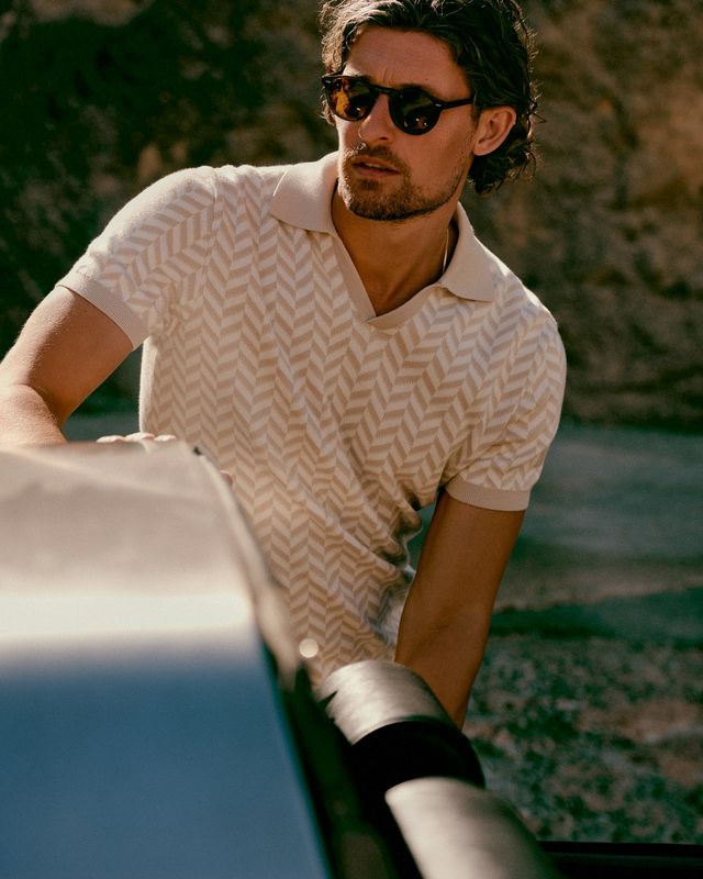 State of Art Knitted Polo Kit Wit gebreid katoen 47516113-1411 Lente/Zomer lifestyle closeup