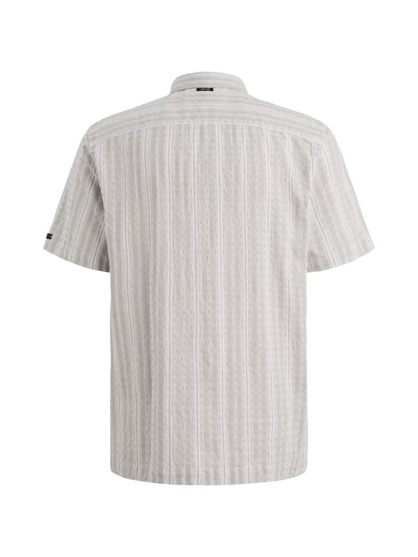 Detail van de Yarn-Dyed dobby structuur en Kent-kraag Vanguard shirt