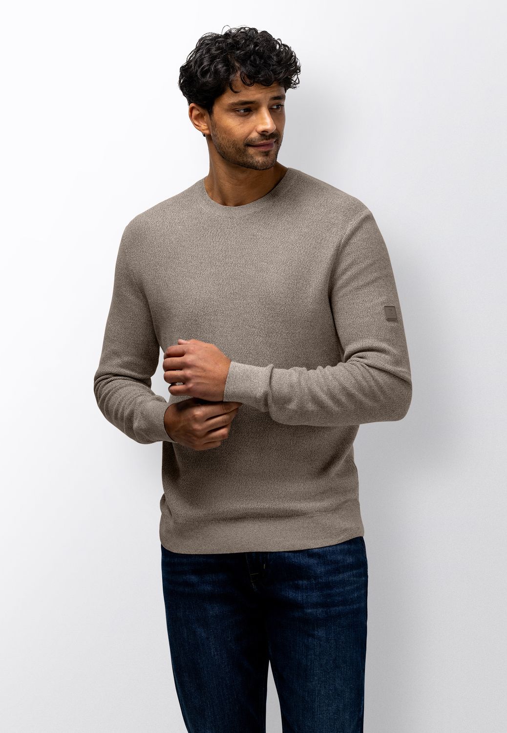 State of Art Heren Pullover Khaki Warm Grijs Mouliné 11116091