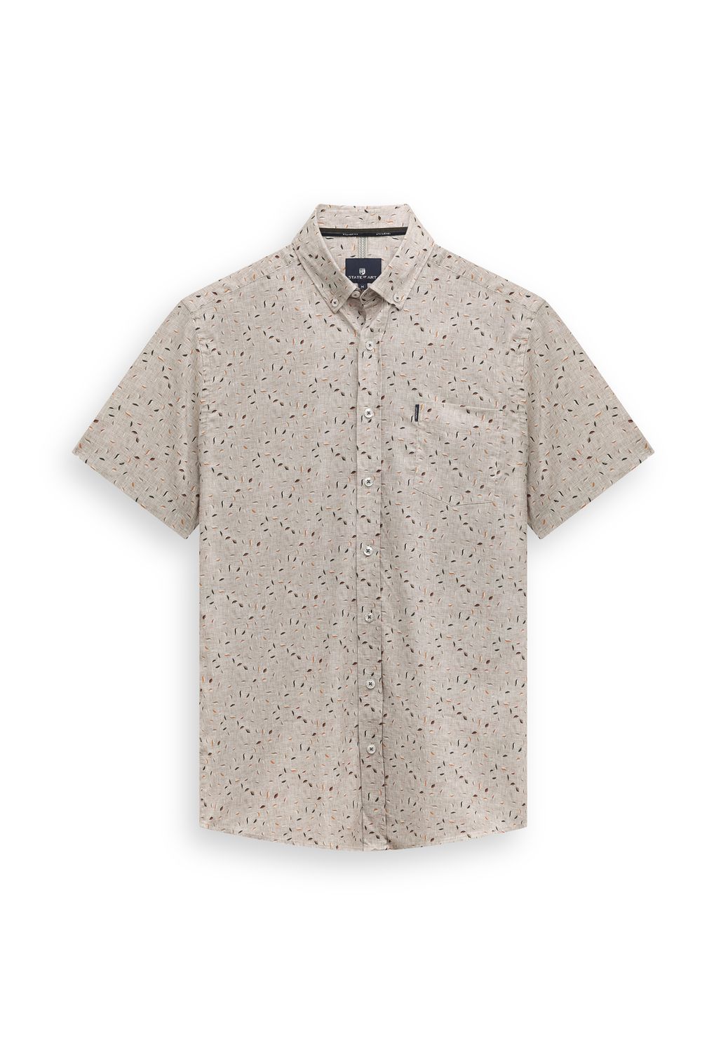 State of Art Heren Overhemd Korte Mouw Lyocell Kit Mango Print 26416153