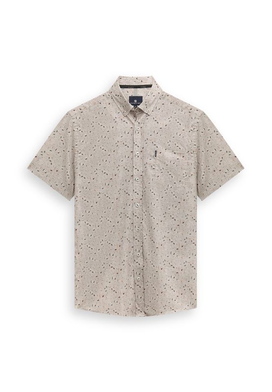 State of Art Heren Overhemd Korte Mouw Lyocell Kit Mango Print 26416153