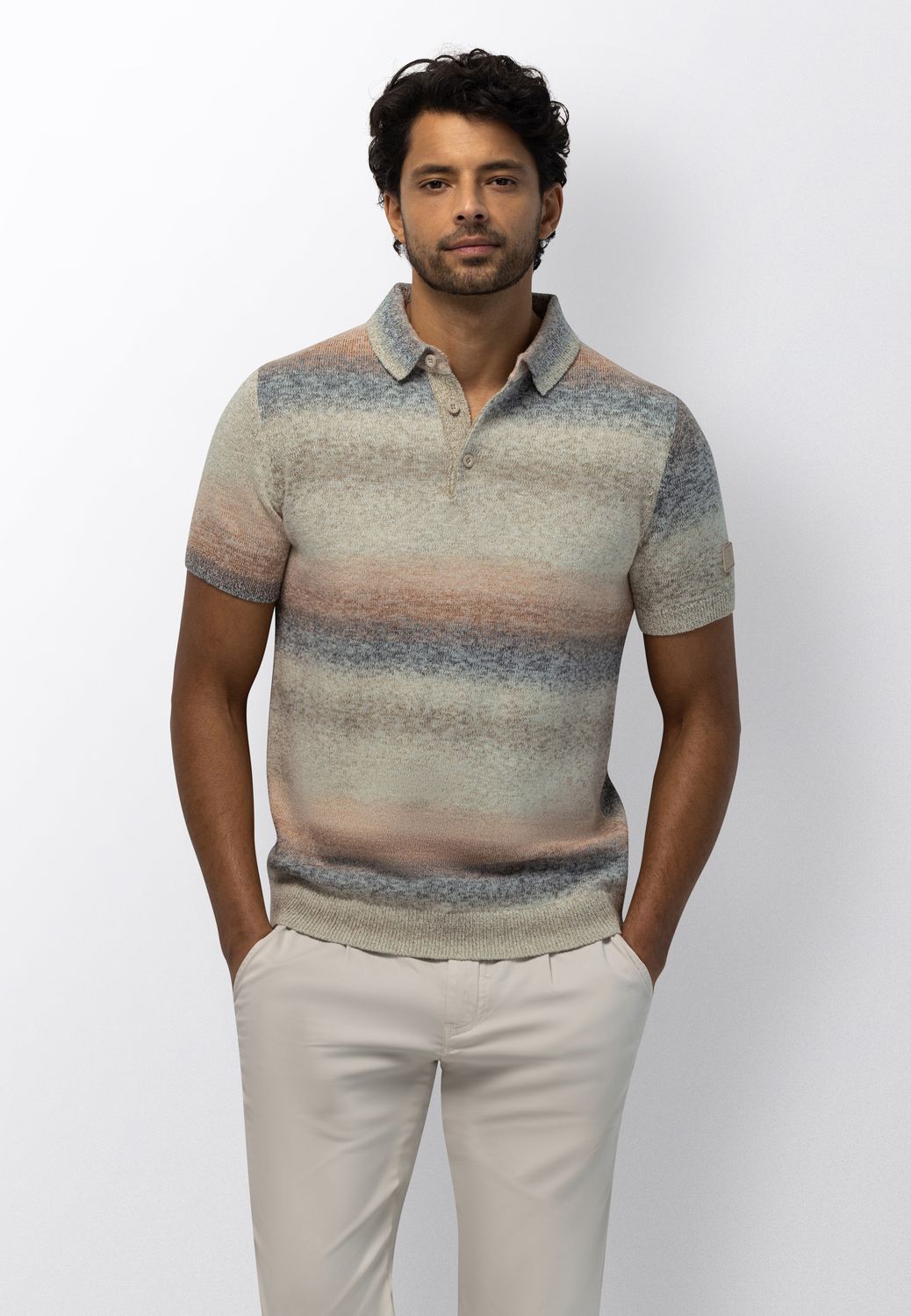 State of Art Heren Knitted Polo Gestreept Kit Mango 47216086