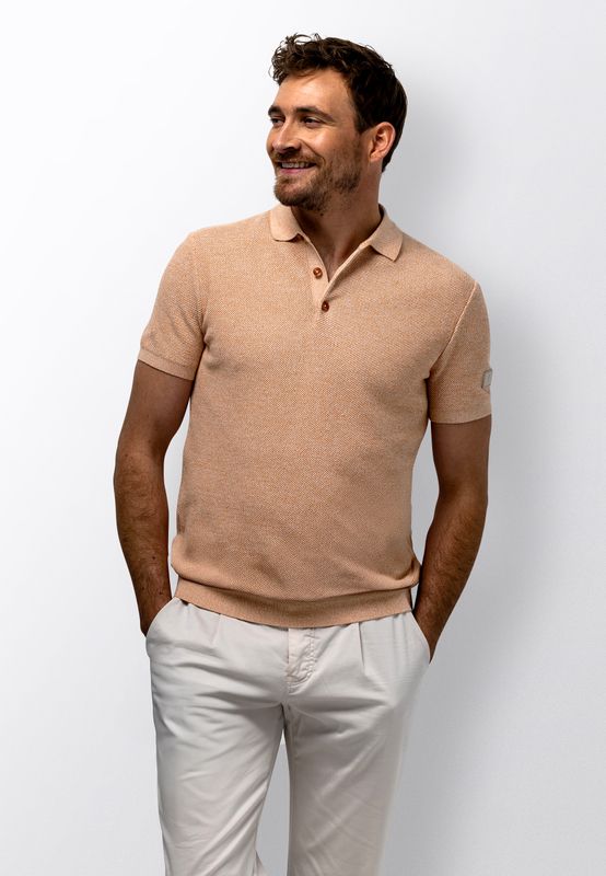 State of Art Heren Knitted Polo Mango Oranje 47116097