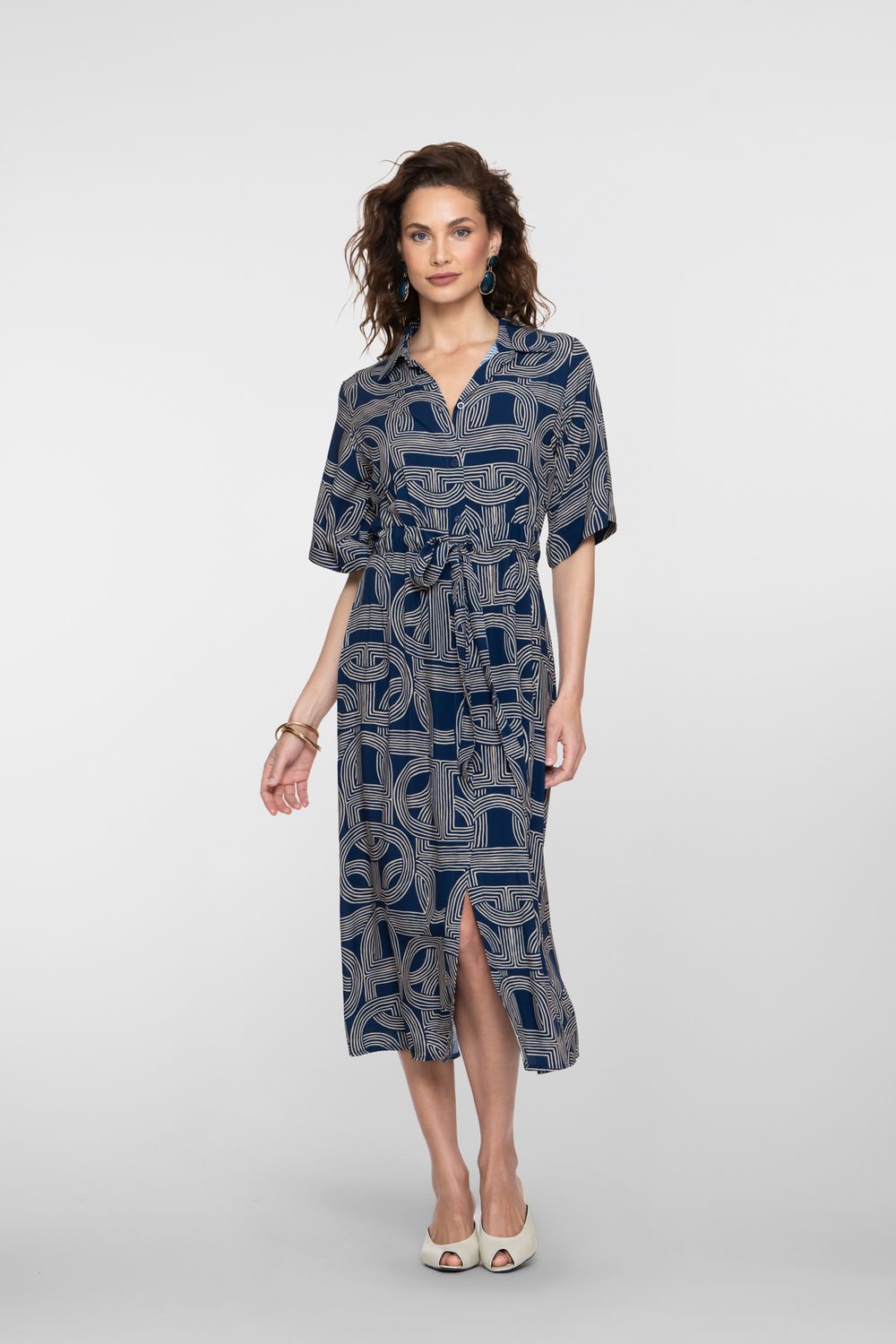 Geisha Dames Jurk Dress AOP Navy Sand 67053-70