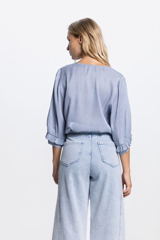 Jansen Amsterdam NISA BLOUSE SC 754 3/4 sleeve ruffes 000741 - light blue NISA S