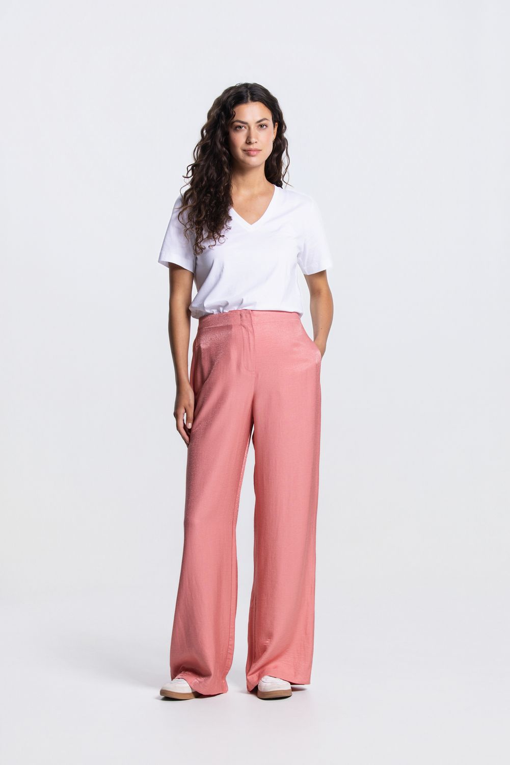Jansen Amsterdam Dames Broek ORELIE Blush Roze Wide Leg Clean Waist