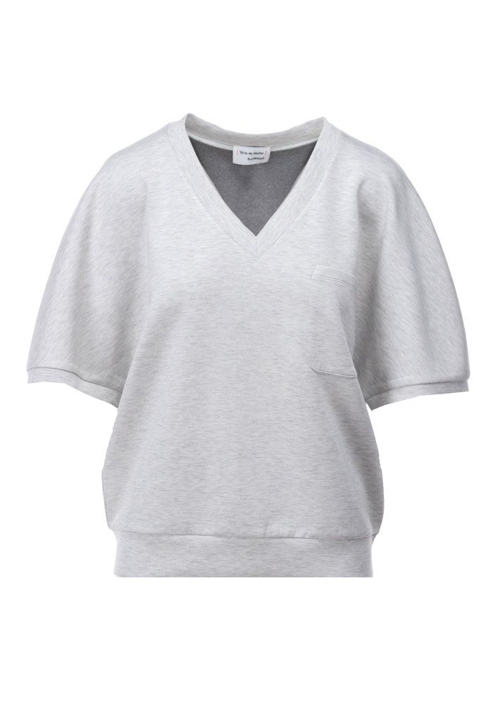 K-Design You're my lobster Dames Top C615L Grijs Mélange V-hals