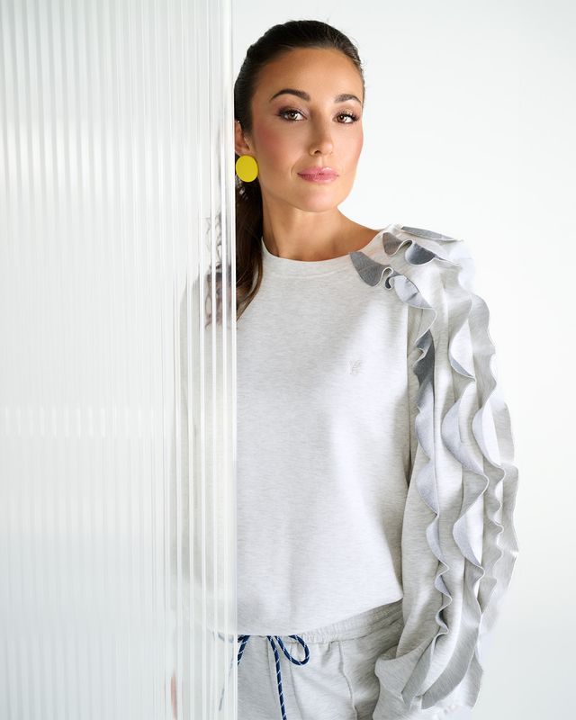 You're my lobster by K-Design Pull ronde hals met speciale mouw Grijs C602L Lifestyle