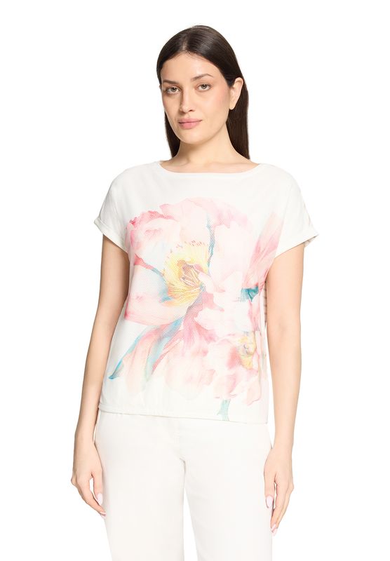 Betty Barclay Shirt Halflange Mouw Patch Cream Rosé Print 27681825