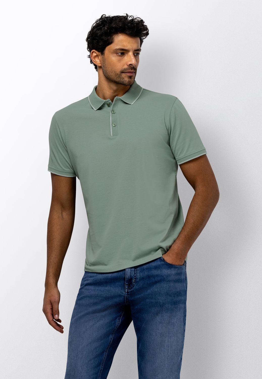 State of Art Heren Poloshirt Blauw Piqué Mercerized Cotton 46116431