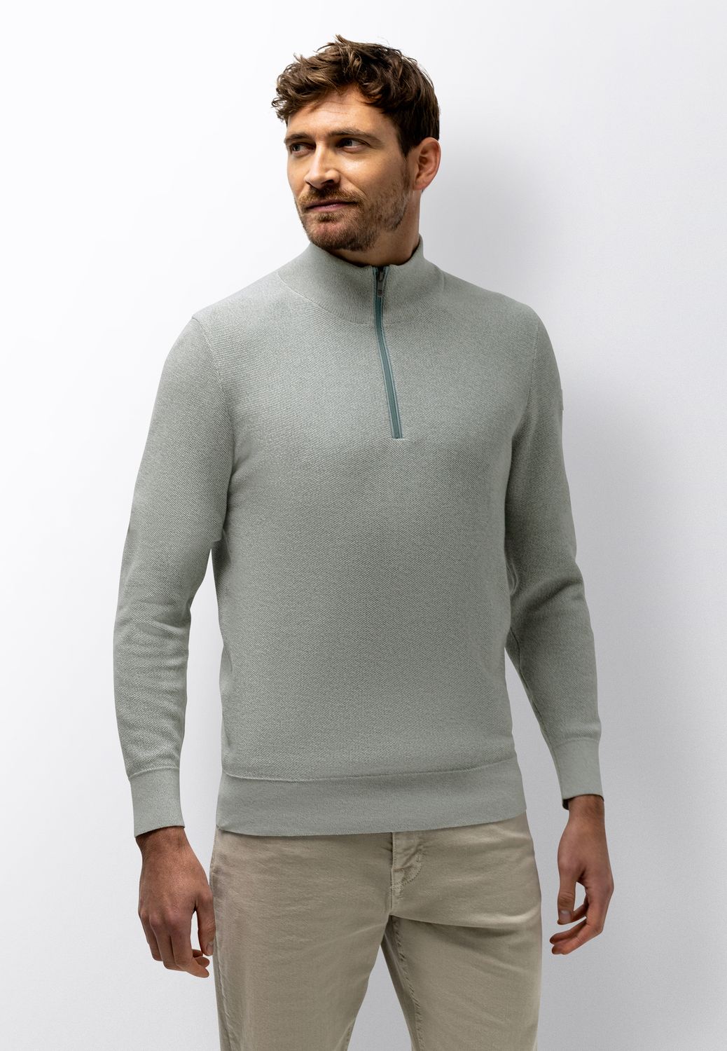State of Art Heren Pullover Sportzip Jade Warm Grijs 13116093