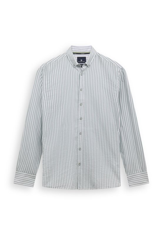 State of Art Heren Overhemd Jade Wit Gestreept Lange Mouw Regular Fit Biologisch Katoen