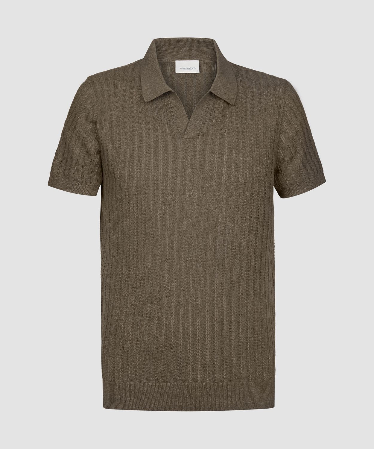 Profuomo Heren Polo Open Collar Dark Brown Katoen Zijde PPXD10002C