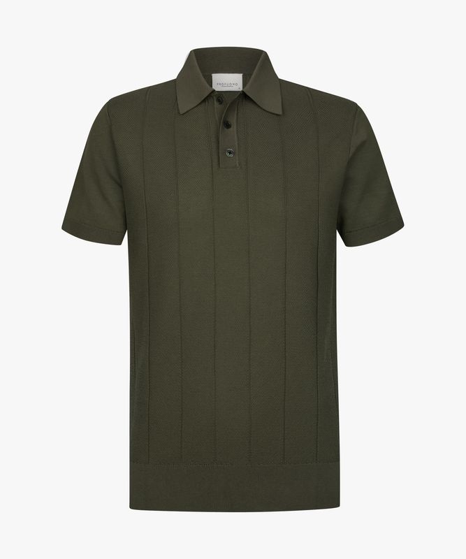 Profuomo Heren Polo Groen Gebreid 100% Katoen PPXD10030B