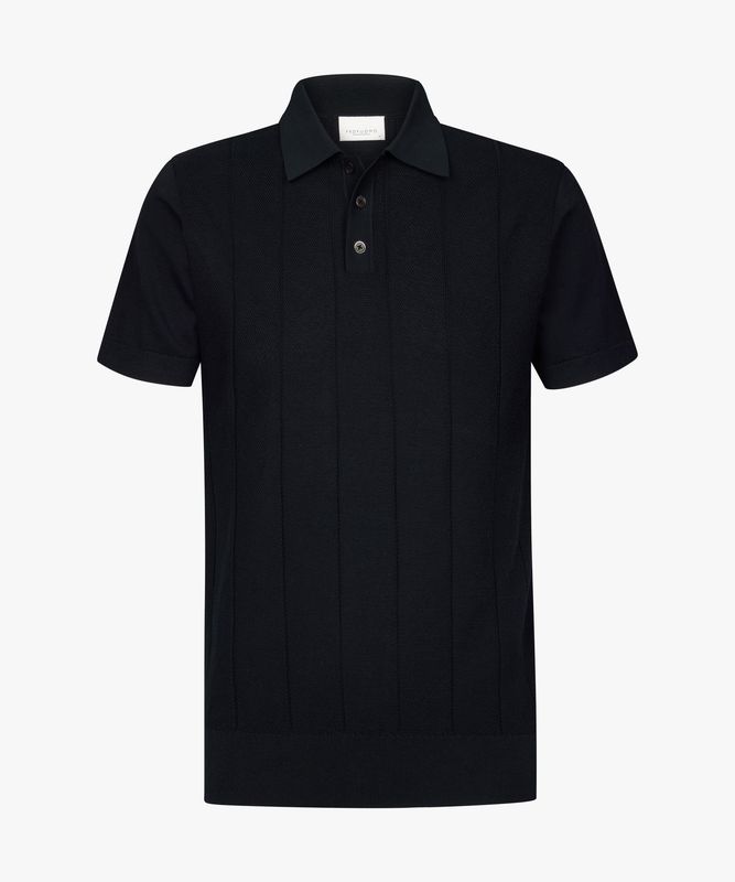 Profuomo Heren Polo Navy Blauw Gebreid 100% Katoen PPXD10030A