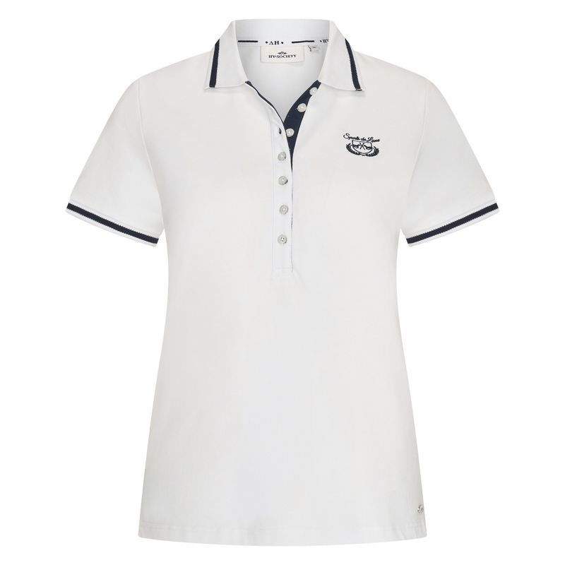 HV Society Dames Poloshirt HVSMadeline Wit Katoen Stretch 0403103802