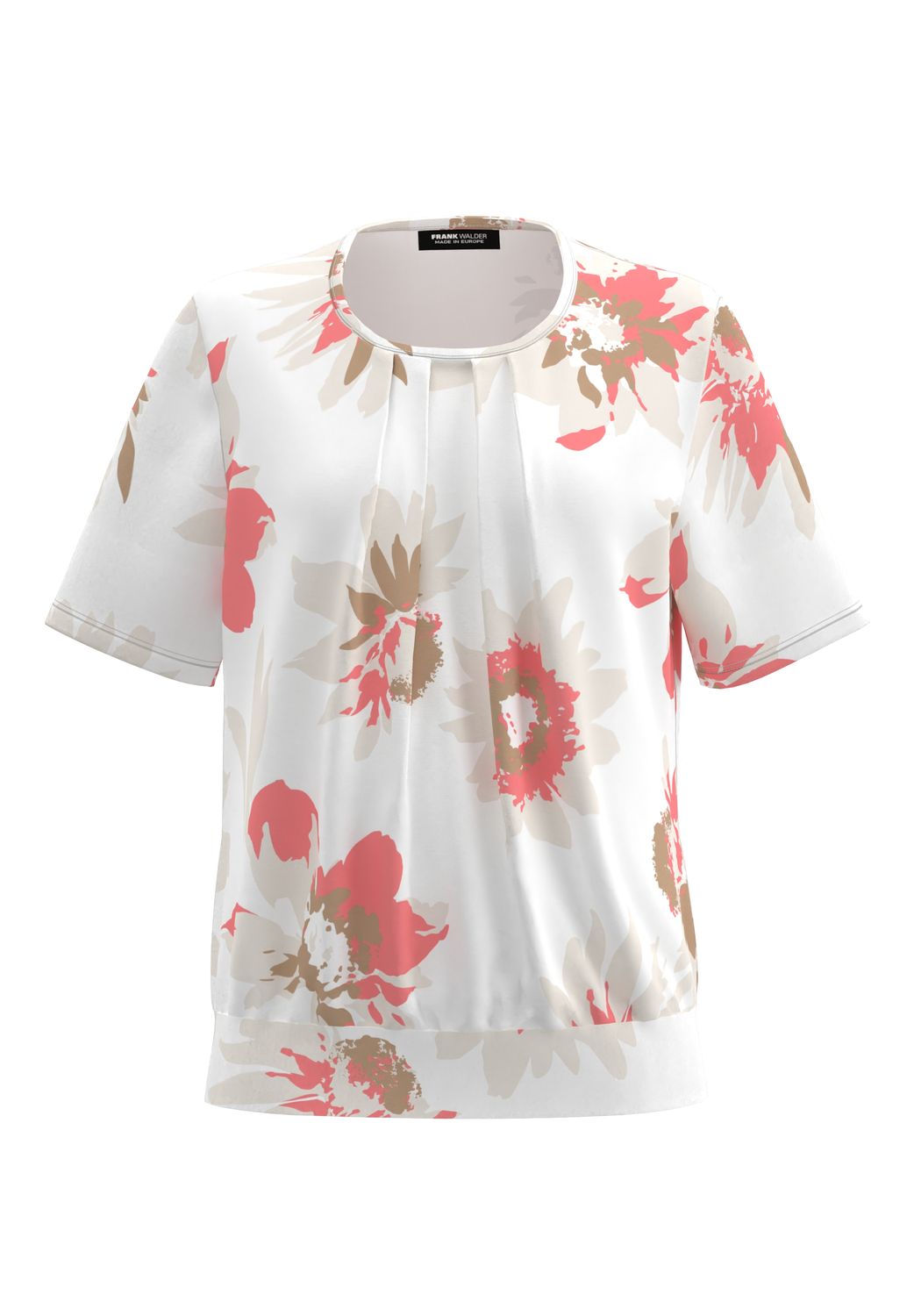 Frank Walder Dames Blusenshirt Wit Print Viscose Stretch NOS716422