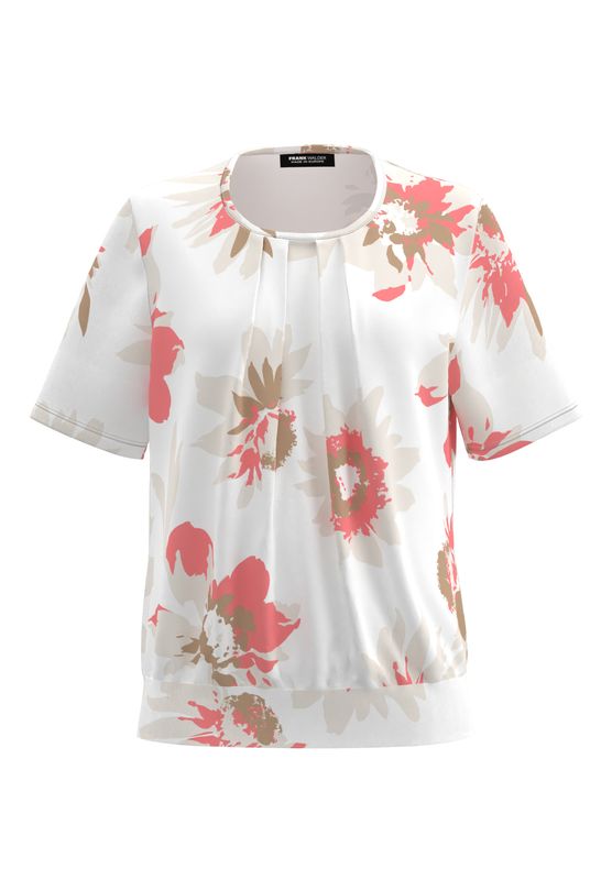 Frank Walder Dames Blusenshirt Wit Print Viscose Stretch NOS716422