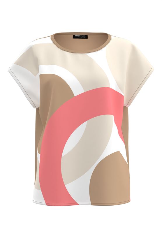 Frank Walder Dames Blusenshirt Rood Print Cupro Viscose NOS-716427