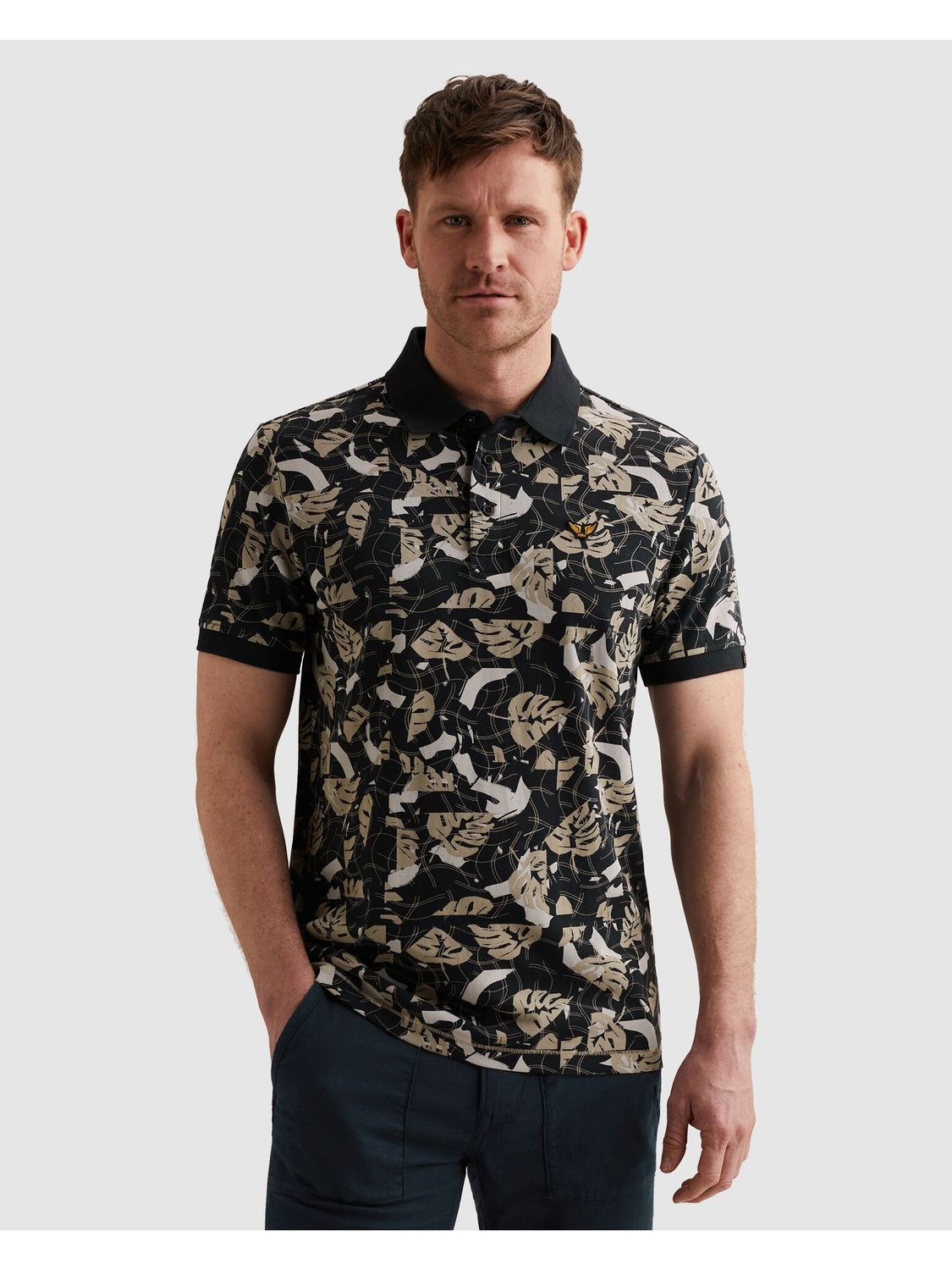 PME Legend Short sleeve polo printed fine piq Carbon PPSS2604879