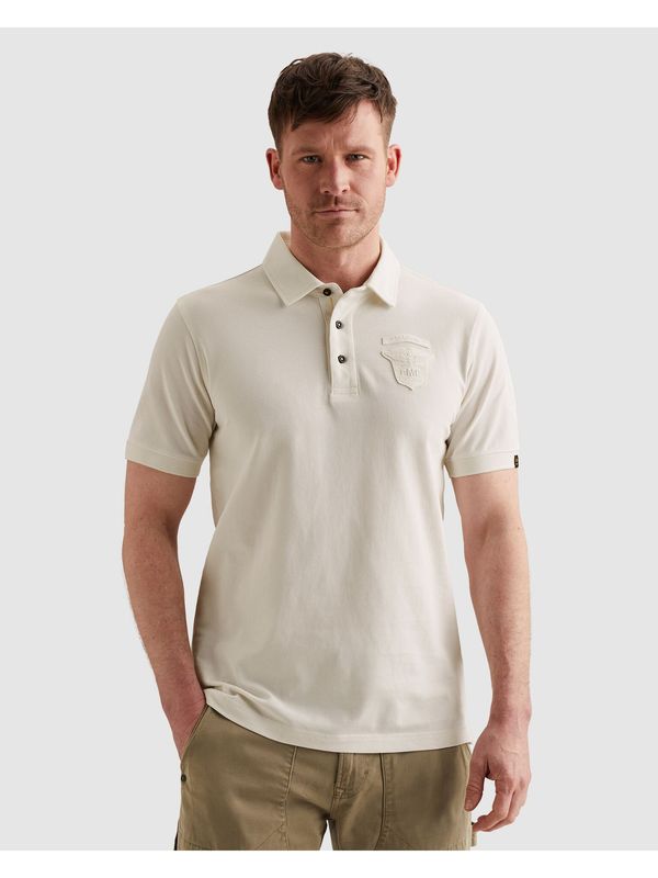 PME Legend Short sleeve polo fine pique badge Ecru PPSS2604882