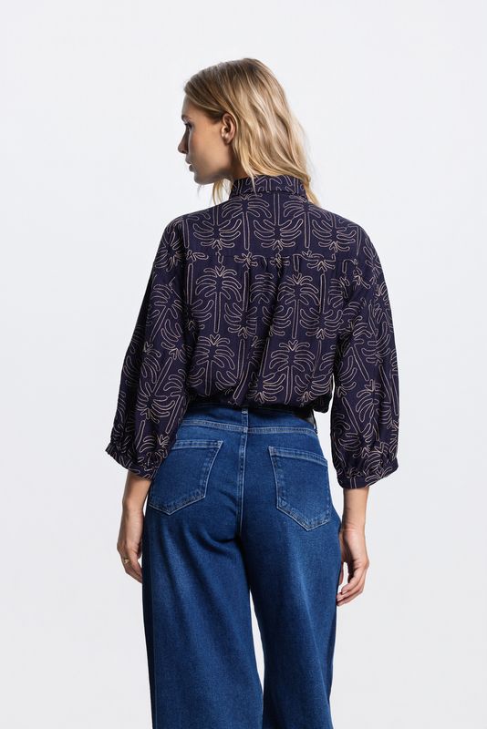 Jansen Amsterdam NURIA BLOUSE WPT 761 3/4 sleeve wide 000780 - dark blue NURIA S