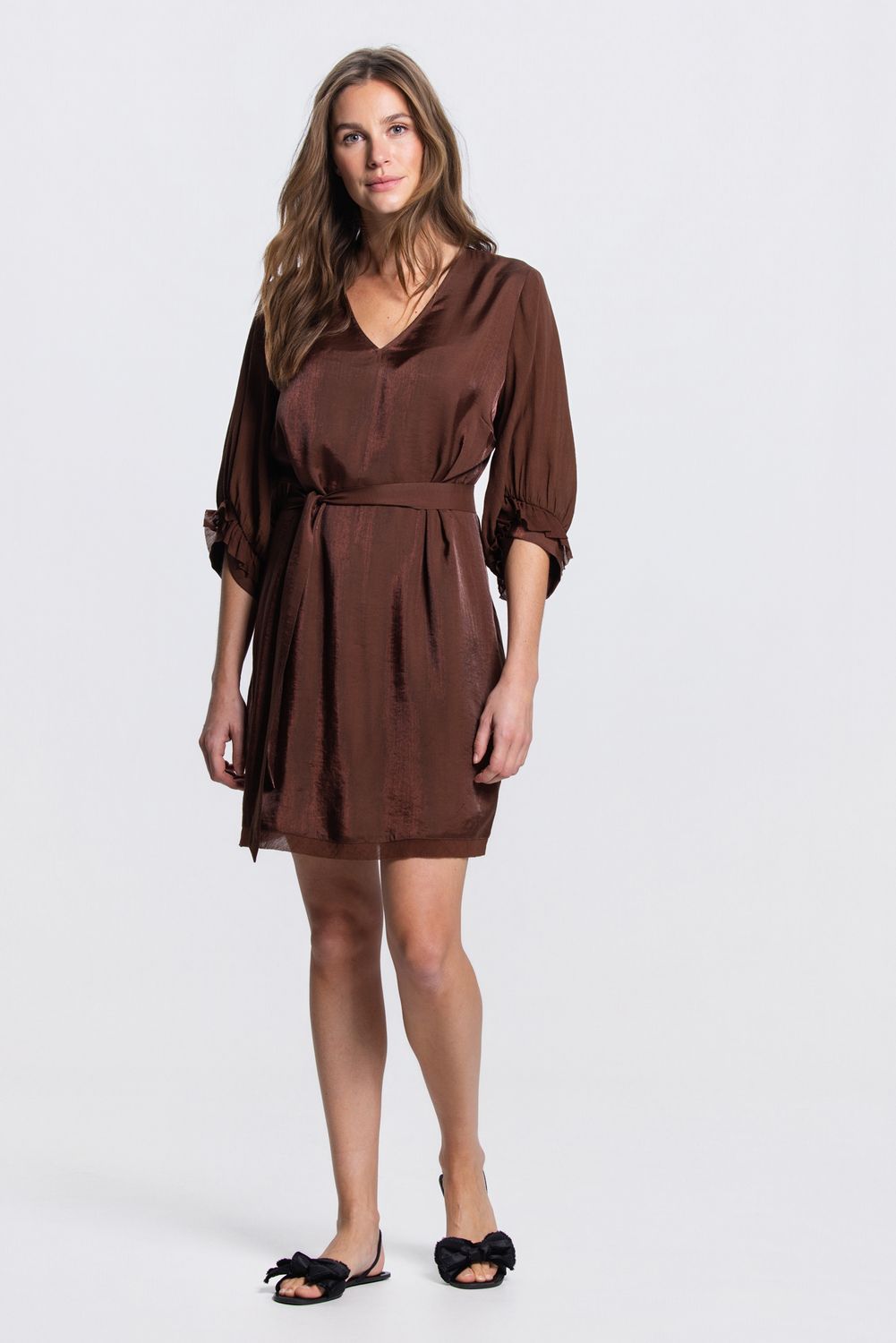 Jansen Amsterdam POLLY JURK LWS 504 3/4 transparant s 000540 - brown POLLY SS26.