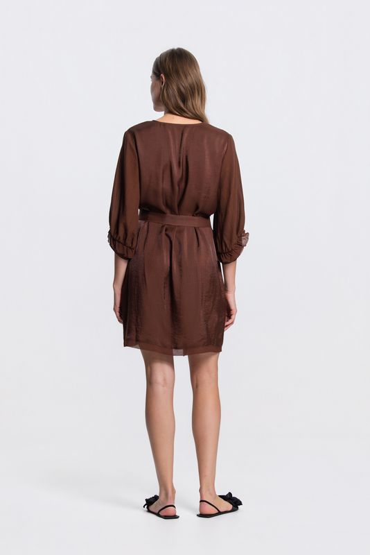 Jansen Amsterdam POLLY JURK LWS 504 3/4 transparant s 000540 - brown POLLY SS26.