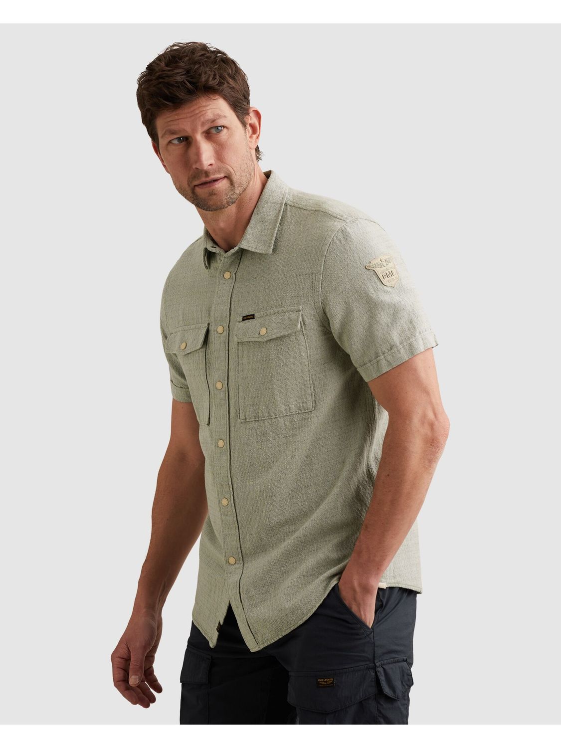 PME Legend Short Sleeve Shirt Mattweave 2 ton Iceberg Green PSIS2604214