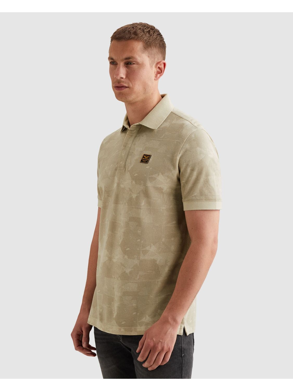 PME Legend Short sleeve polo printed two tone Bone White PPSS2604851