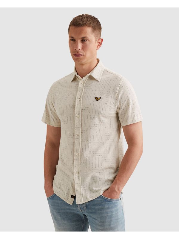 PME Legend Short Sleeve Shirt Print on pique Ecru PSIS2605240
