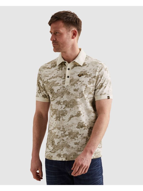 PME Legend Short sleeve polo printed slub jer Ecru PPSS2605871