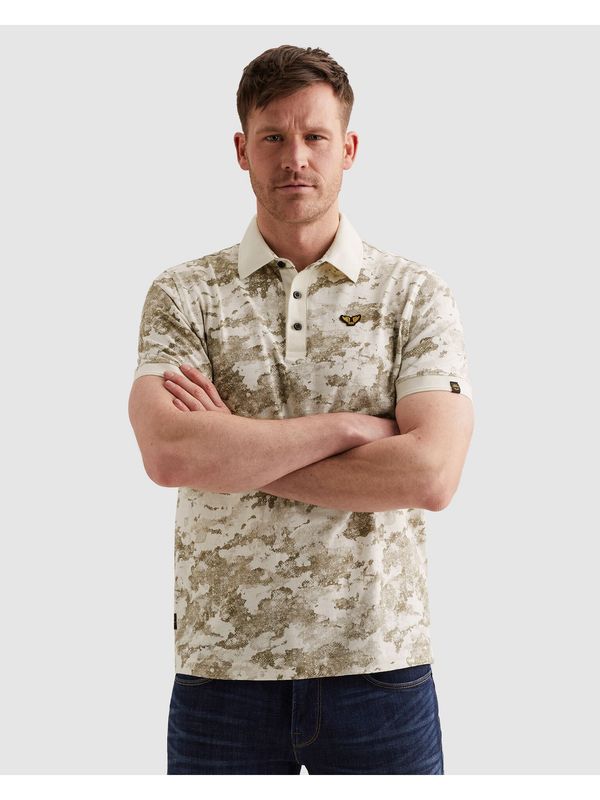 PME Legend Short sleeve polo printed slub jer Ecru PPSS2605871