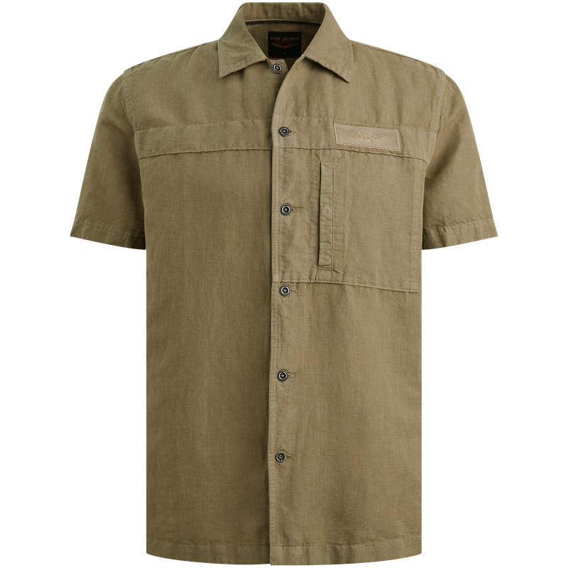 PME Legend Short Sleeve Shirt Cotton/linen ga Dusky Green PSIS2605236