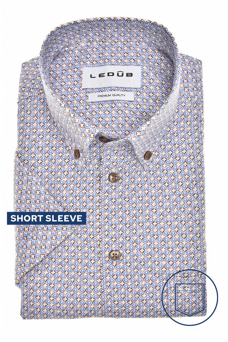 Ledub Shirts Print:Overhemd Licht blauw 136 0702153