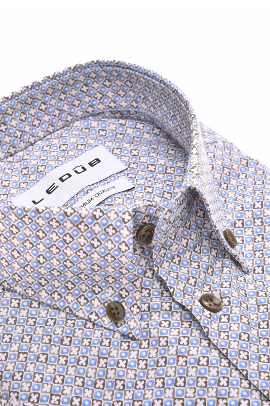 Ledub Shirts Print:Overhemd Licht blauw 136 0702153