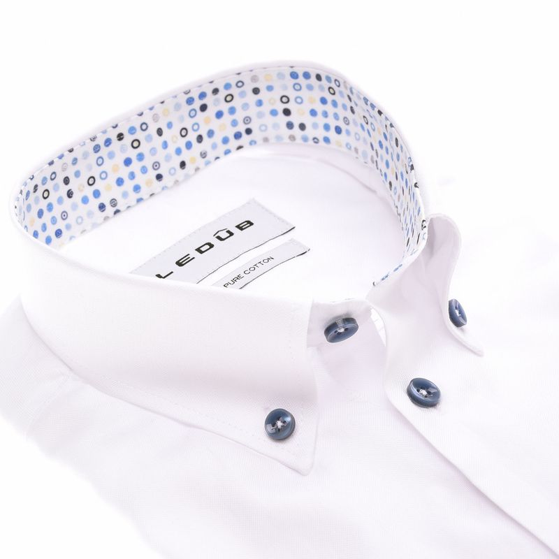 Ledub Shirts Plain:Overhemd Spierwit 910 Middenblauw 140 0142911