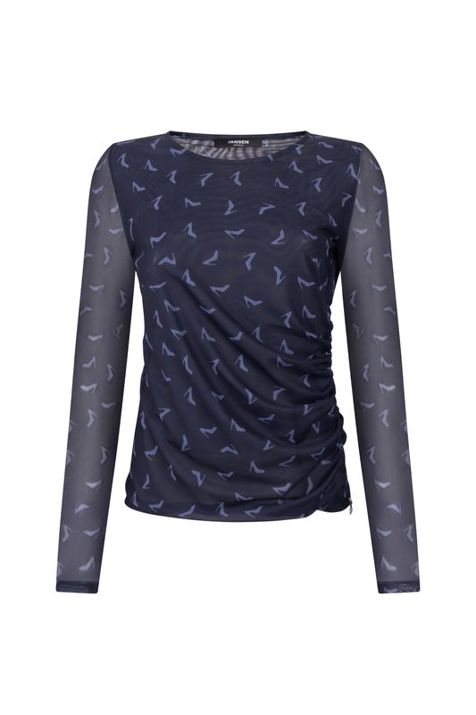 Jansen Amsterdam JENNY TOP mhp 109 mesh heel print ro 000772 - dark blue - shado