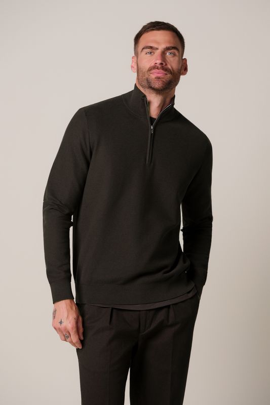 Profuomo PULLOVER HALF ZIP D BROWN Dark Brown PPXJ30063D