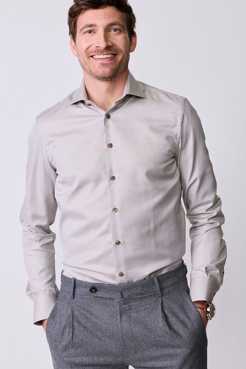 John Miller Shirts Plain:Overhemd Middenbruin 640 5142879