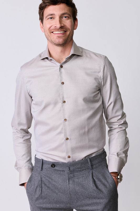 John Miller Shirts Plain:Overhemd Middenbruin 640 5142879