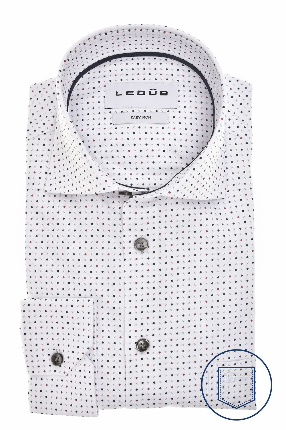 Ledub Shirts Print:Overhemd Donkerblauw 180 Donkerblauw 19 0143500