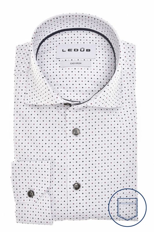 Ledub Shirts Print:Overhemd Donkerblauw 180 Donkerblauw 19 0143500
