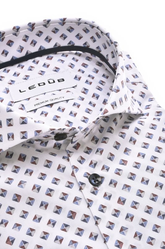 Ledub Shirts Print:Overhemd Wit/rood Donkerblauw 190 0143510