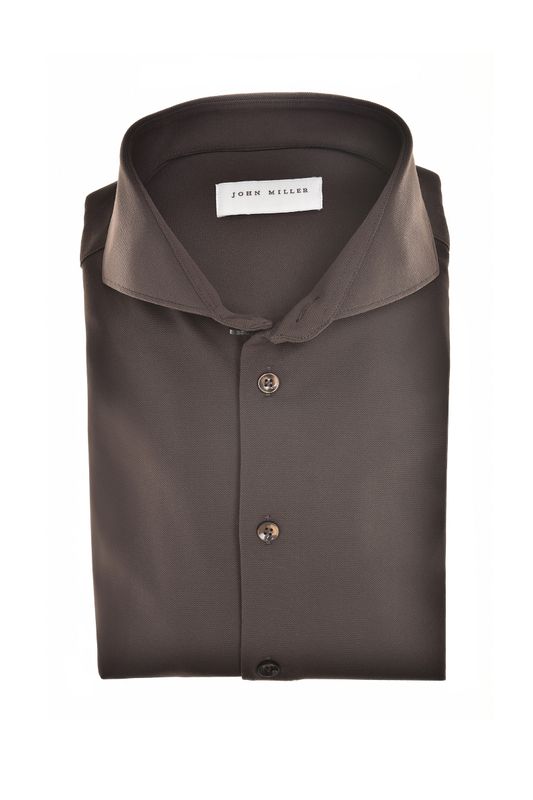 John Miller Shirt lange mouw Donkerbruin 5346516