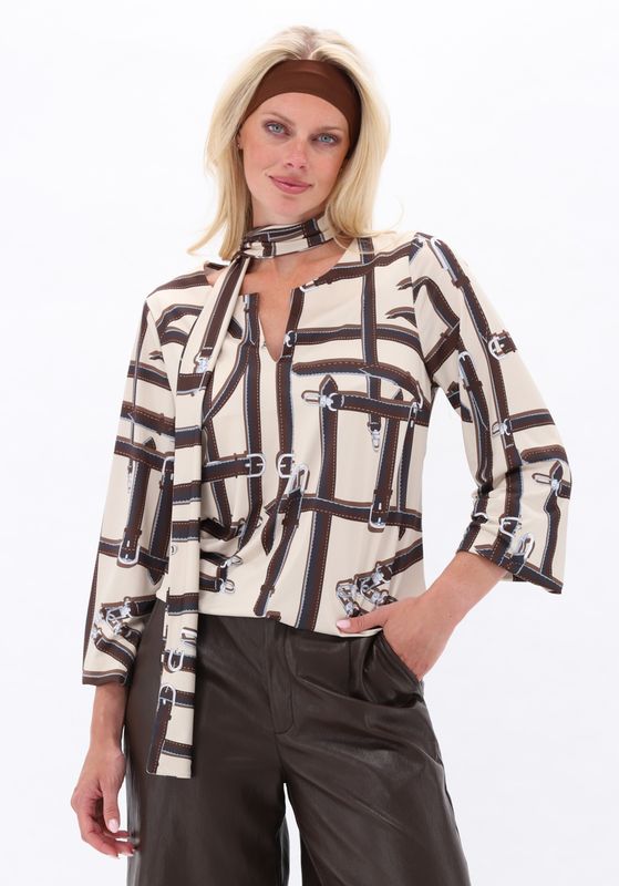 K-Design Top ronde hals met sjaaltje & print P146 D100