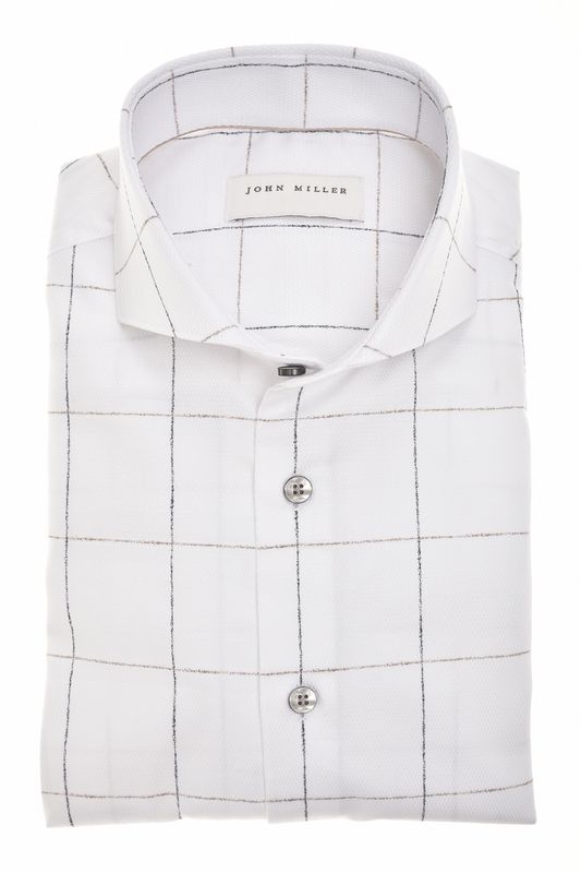 John Miller Shirts Print:Overhemd Spierwit 911 5142856