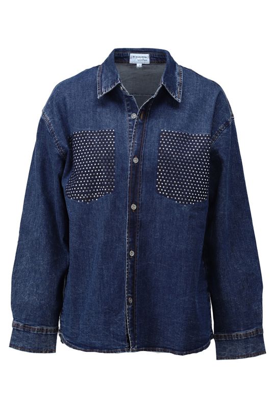 You're my lobster by K-Design Jeanshemd met strass Blue denim D794L